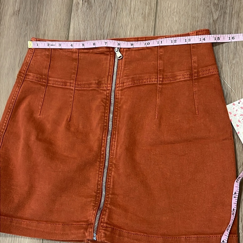 NWT Free People Virgo Jean Mini Skirt Primrose Waist 29 Zipper Front Boho - Picture 11 of 16